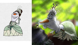 Redrawing Olaf as Tiana