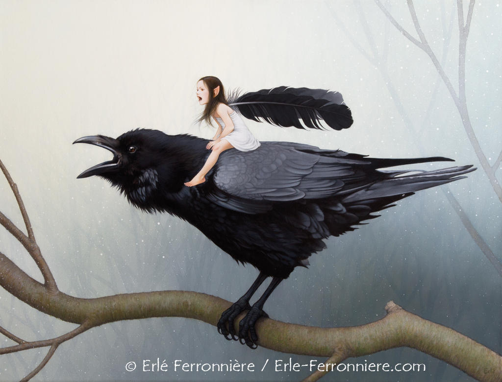 Faerie riding a raven by Ferronniere on DeviantArt
