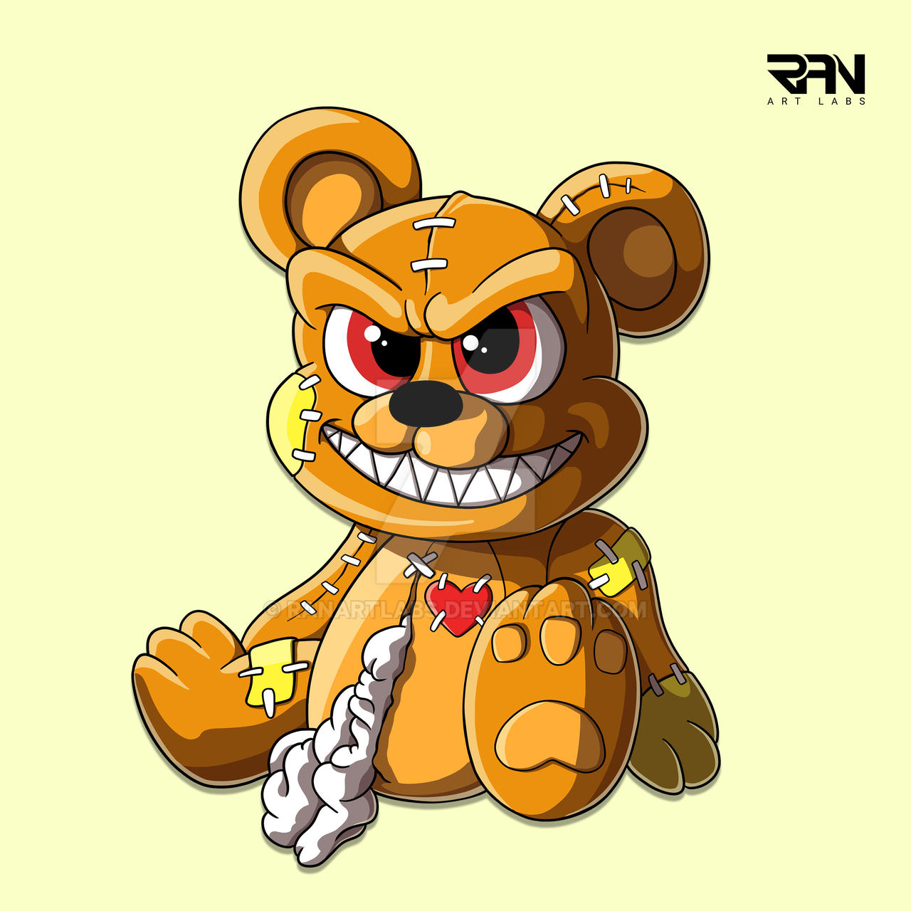 I will draw cute evil teddy bear cartoon character by RANartlabs on