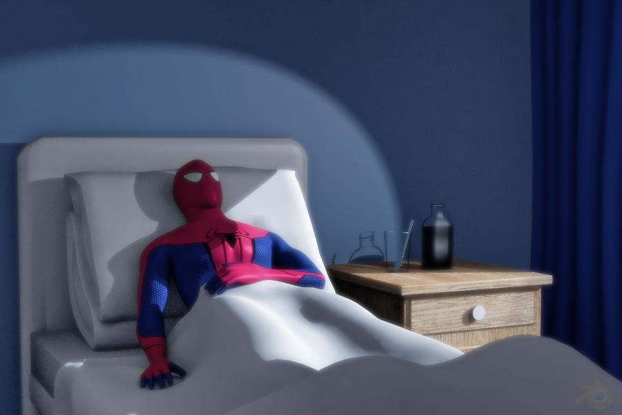 Ночь человека паука. Кровать человек паук. Человек паук лежит на кровати. Человек паук просыпается.