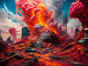 A surreal landscape of carnage