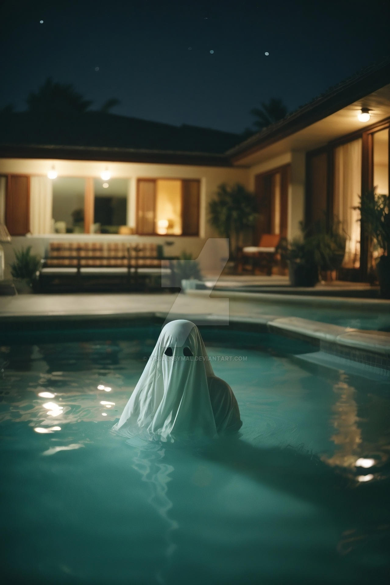 Low angle shot a ghost swimming in private pool by VisualsbyMAL on ...