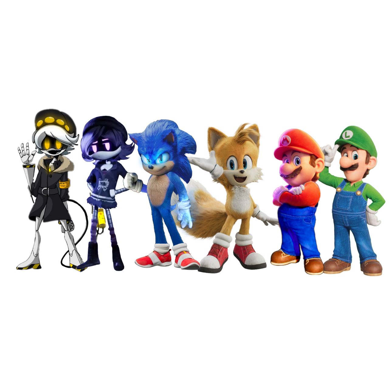 Sonic Mario Luigi Tails Uzi and N by DwayneHunter on DeviantArt