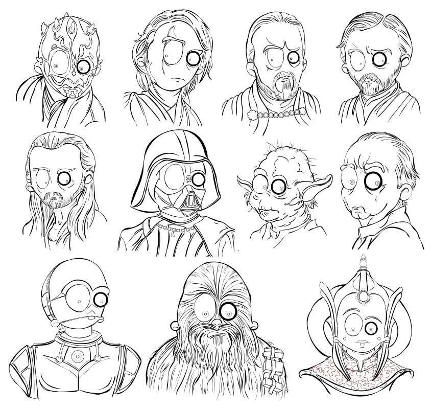 Star Wars outline sketshes