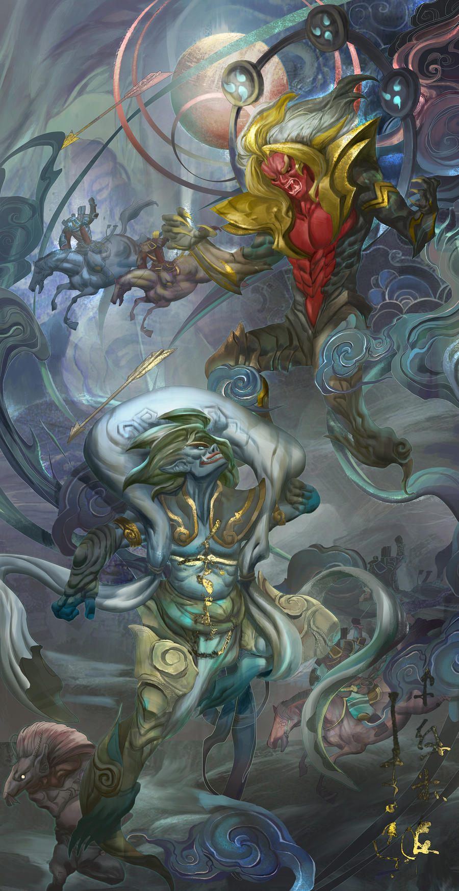 Fujin and Raijin by thuyngan on DeviantArt