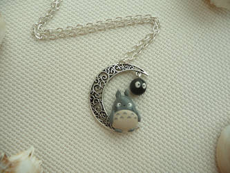 Totoro on the moon necklace