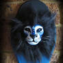 SOLD Blue fire guardian lion wall art.