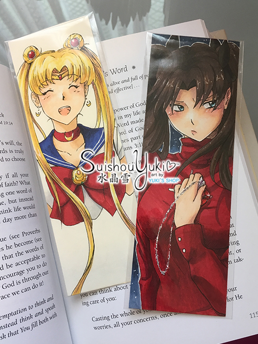 Handmade Bookmarks (Usagi and Rin) by suishouyuki