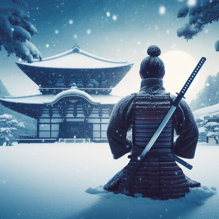 Samurai is meditating in snow by Picknikker on DeviantArt