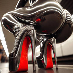 shiny High heels in subway,