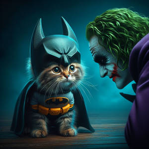 Batman Kitty facing the Joker