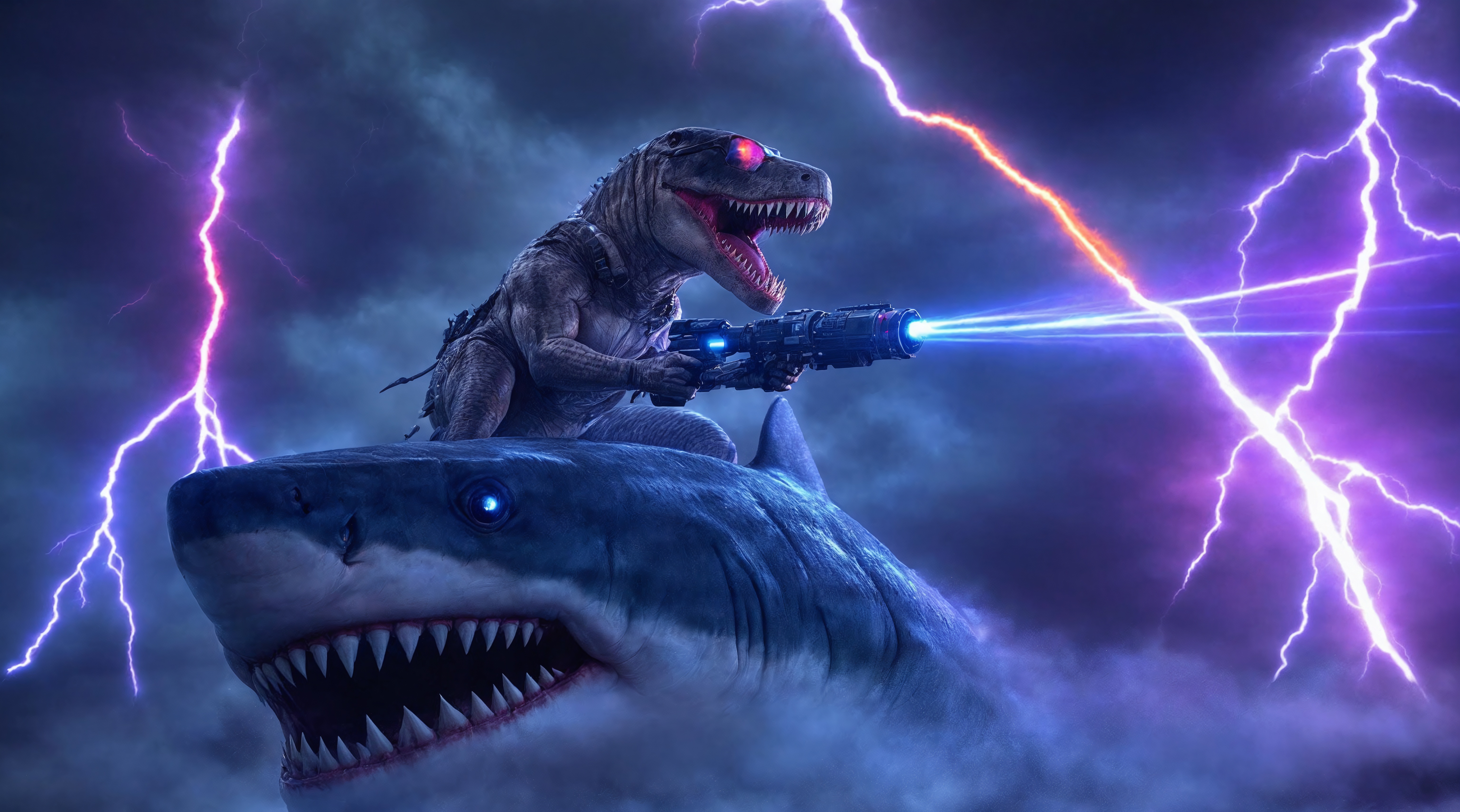 T Rex Riding Shark T-Rex riding a shark by Picknikker on DeviantArt