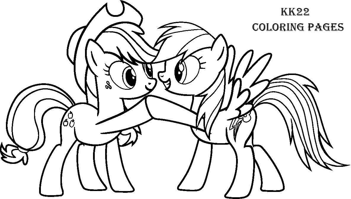 Rainbow Dash And Applejack Coloring Pages