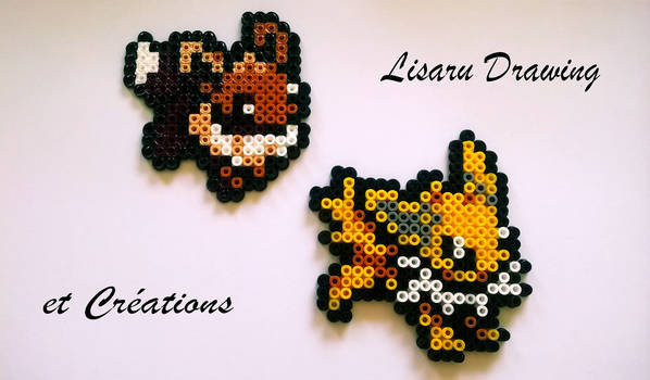 pokemon - evolie et voltalie - perle hama 5 mm