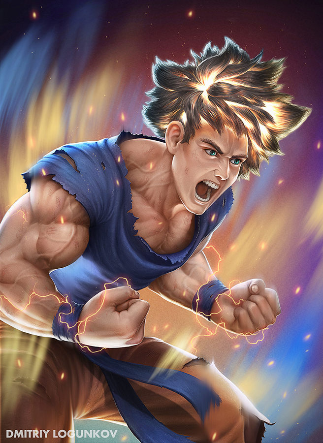Goku Super Sayan fro the first time by Logunkov