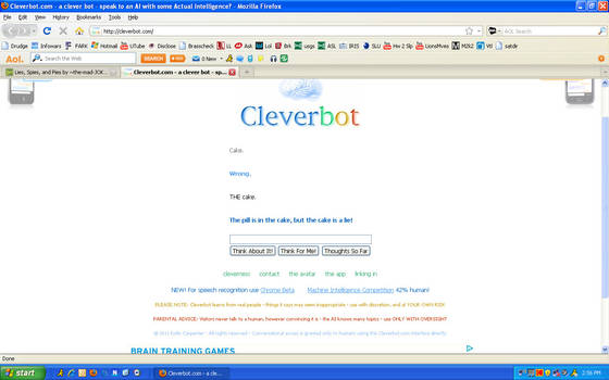 Cleverbot : the cake is a lie