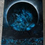 Space art Blue Moon and Water