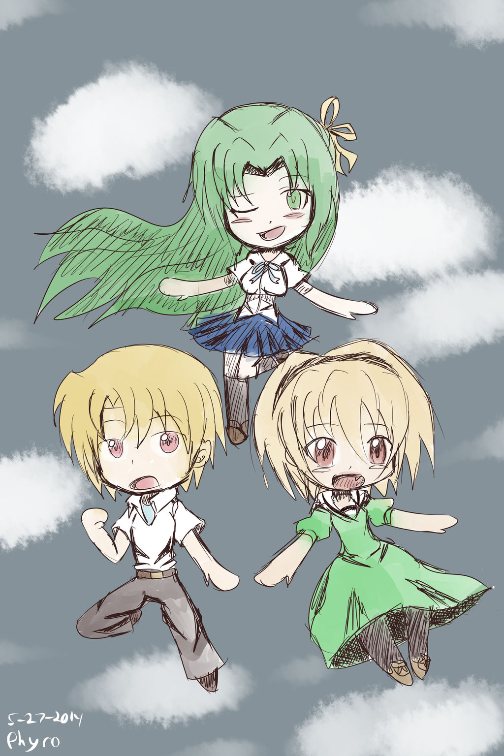 Higurashi - Sketchy Chibi Set 1 by PhyroPhantom on DeviantArt