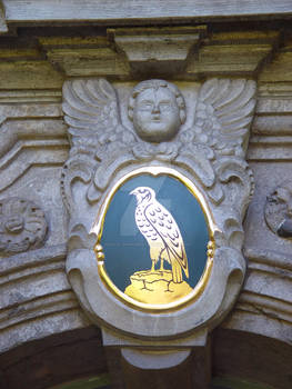 gilded and painted heraldic falcon