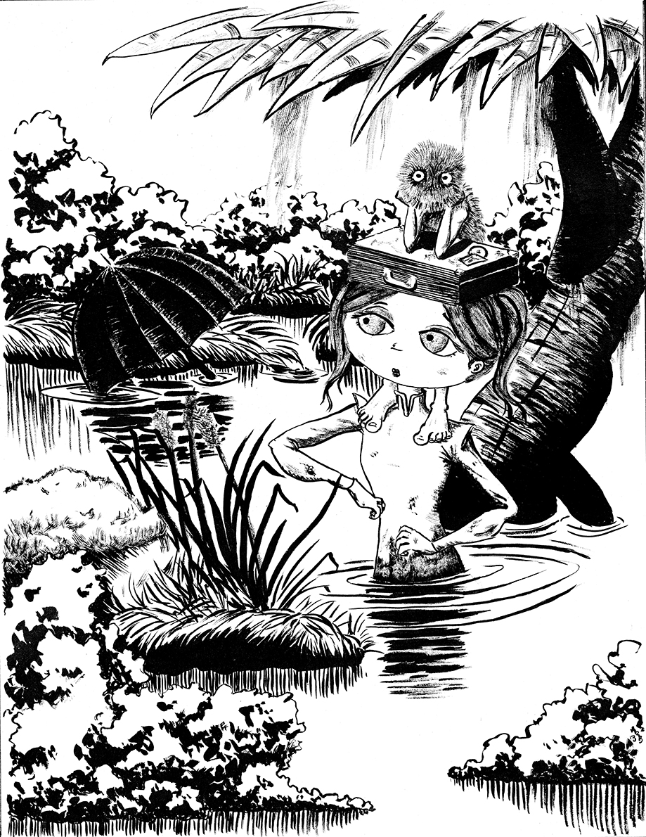 Umbrella Girl in the Swamp