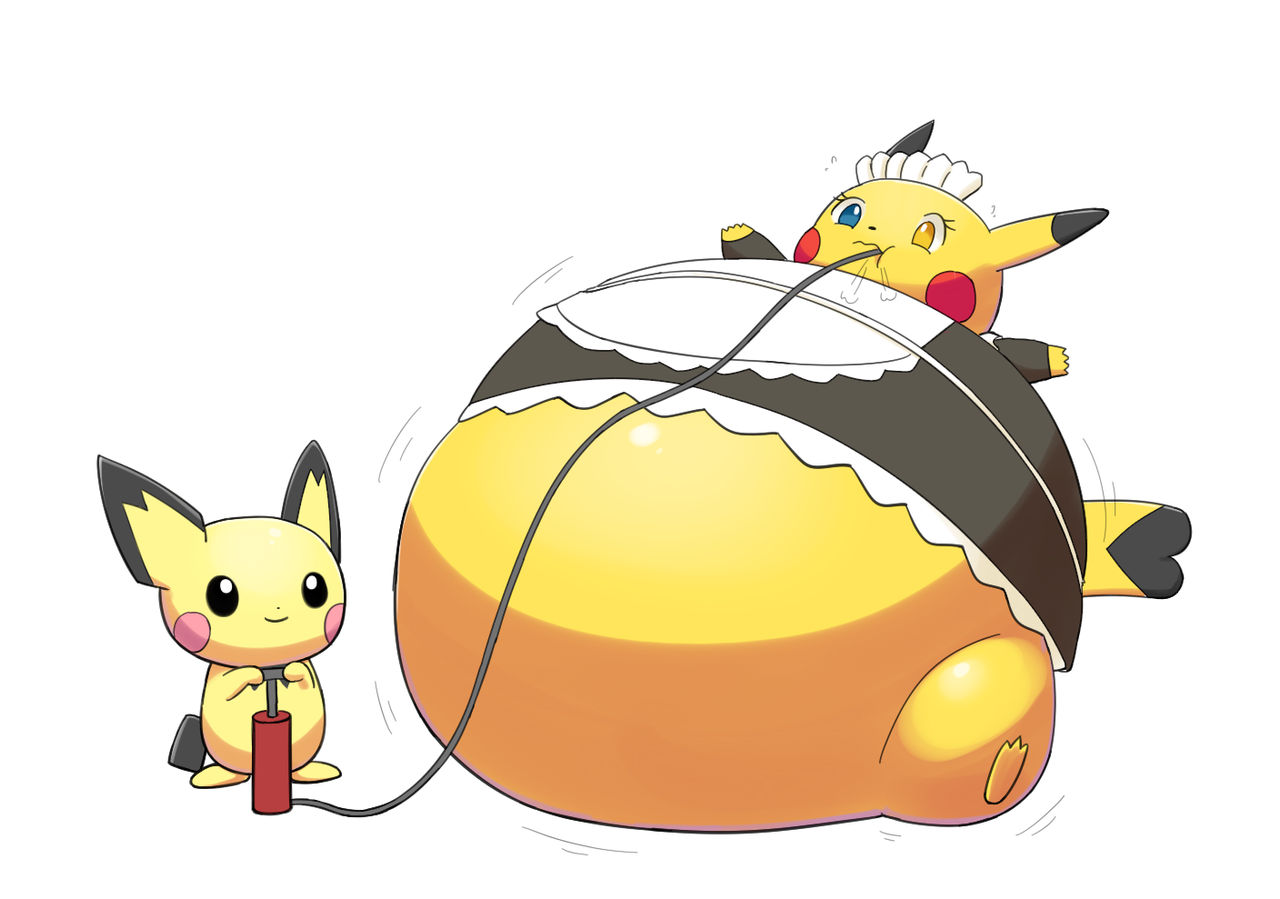 Pikachu Pokemon Inflation (Commission) Inflated Maid Pikachu 2/4 by selphy6 on DeviantArt