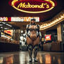 Naked  McDonald's robo cop. AI photograph 