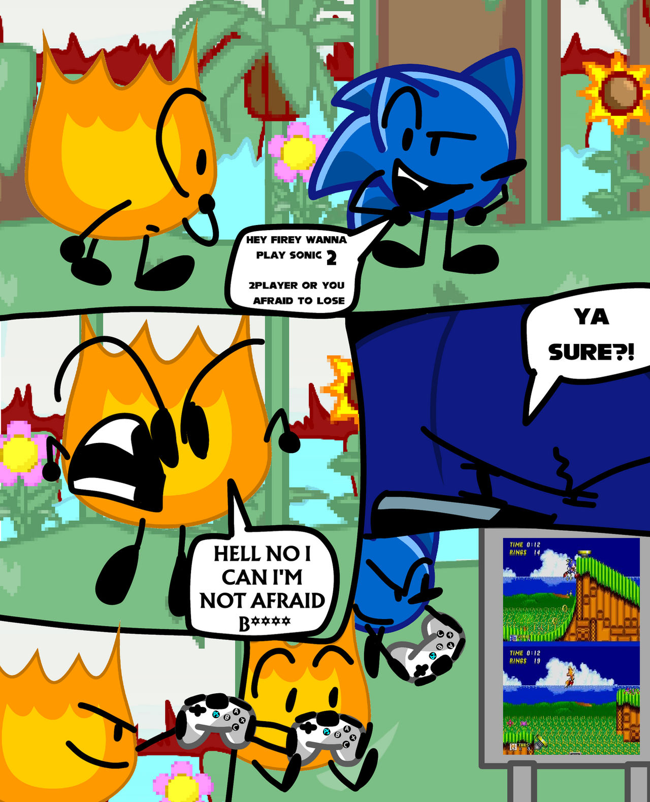 Firey Behind Sonic and firey play sonic 2 2player by Sunkytherecomico on DeviantArt