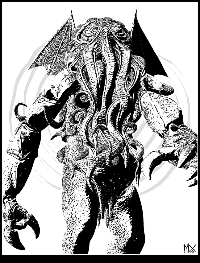 Cthulhu black and white