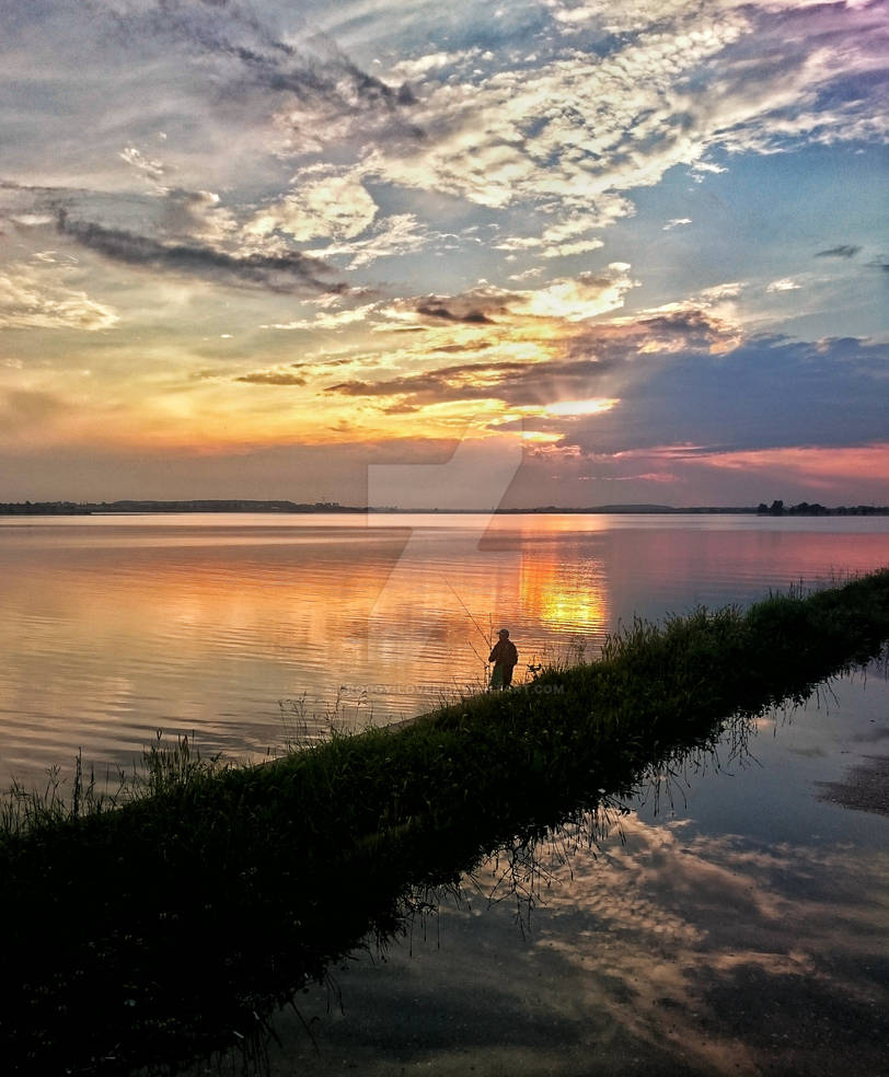 Fisherman at sunset