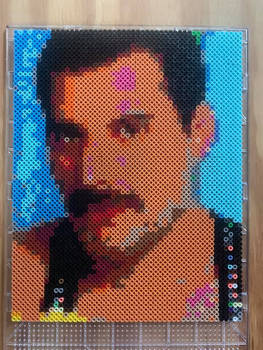 Perler portrait - Freddie Mercury [pre-ironing]