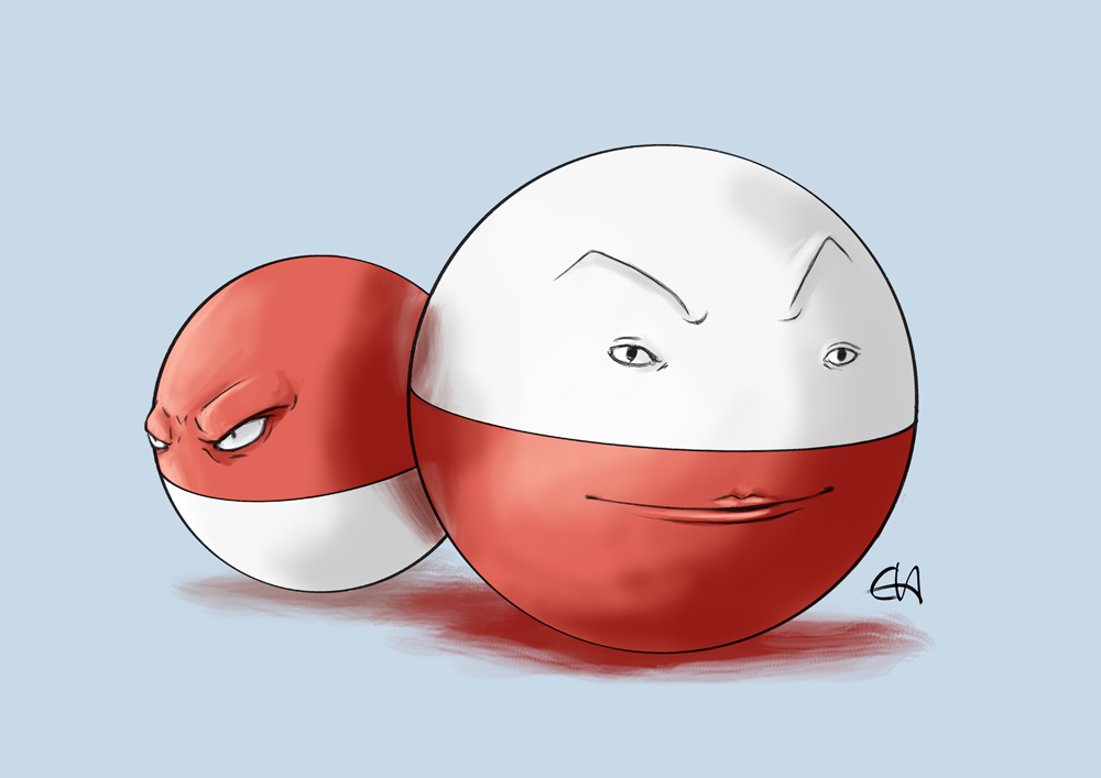 Voltorb and Electrode (Fan-art)