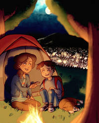 this drawing of two kids camping almost killed me