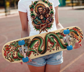 Tshirt and skateboard mockup