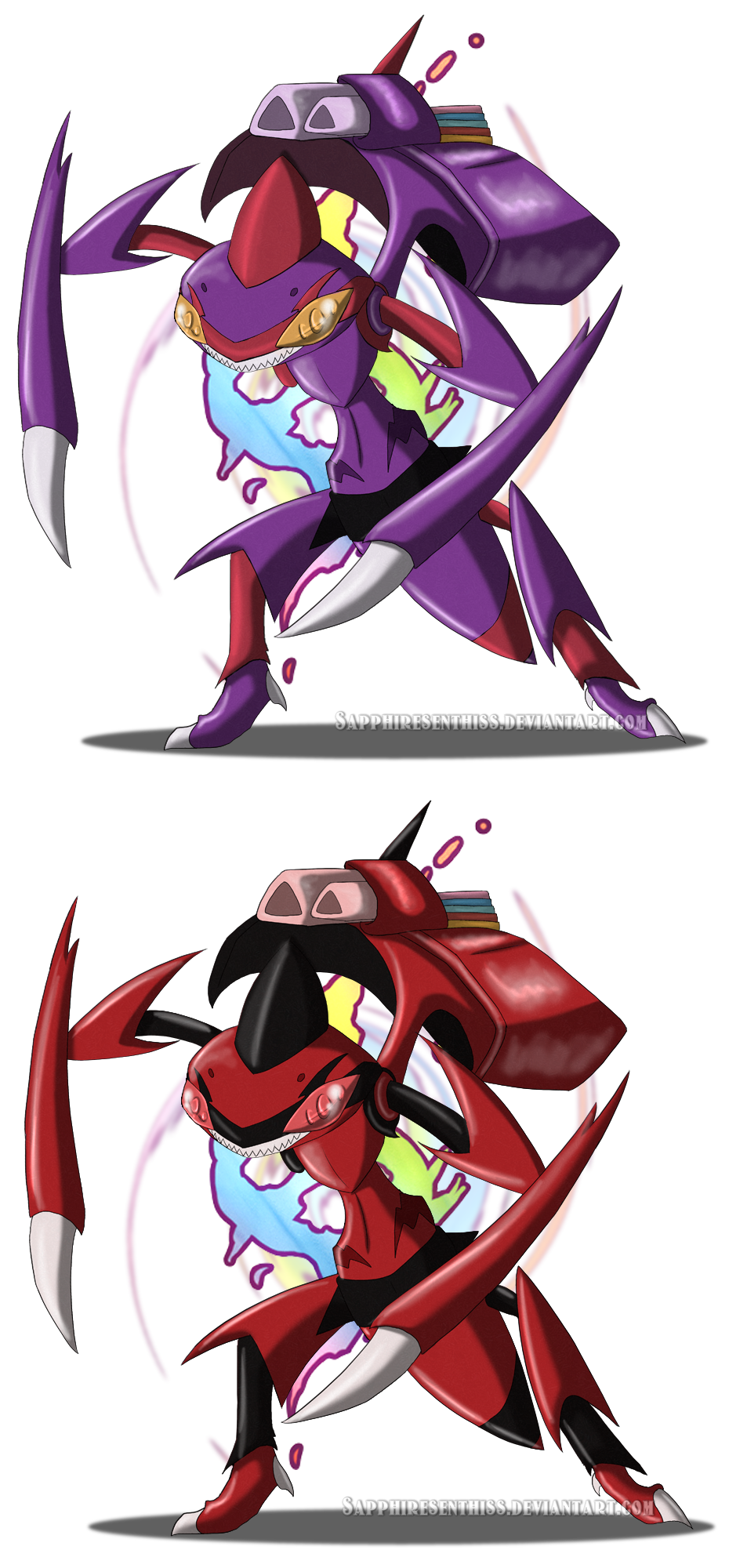 Mega Genesect (Normal + SHINY) by Sapphiresenthiss on DeviantArt