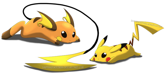 Very Flat Raichu and Pikachu