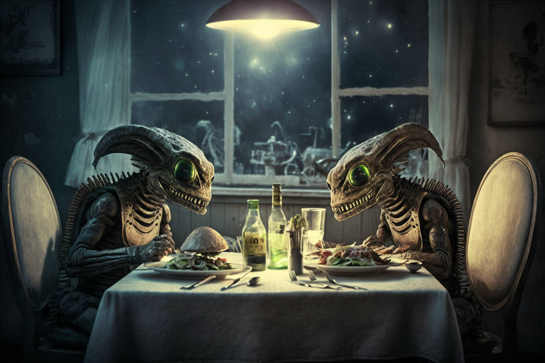 Nefarious Aliens Eating Dinner by LiminalMessiah on DeviantArt