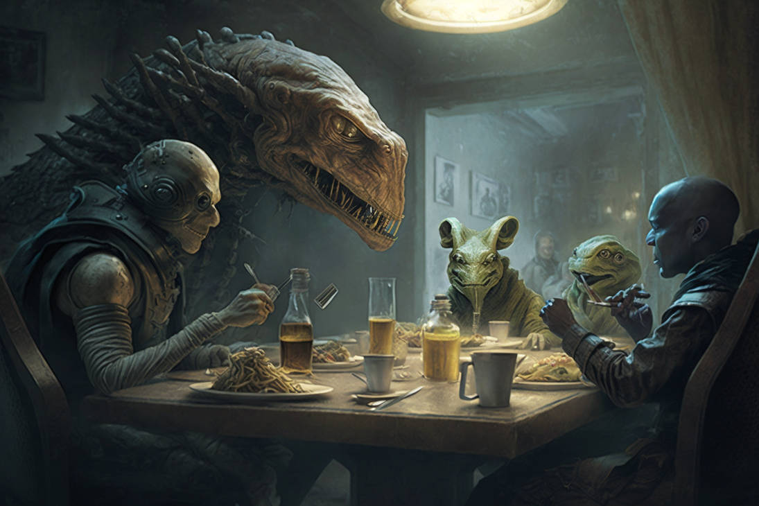 Aliens Eating Dinner 4 by LiminalMessiah on DeviantArt