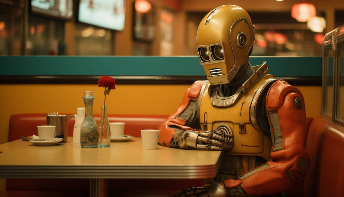 Robot Table Deviantart Robot at the Diner by LiminalMessiah on DeviantArt