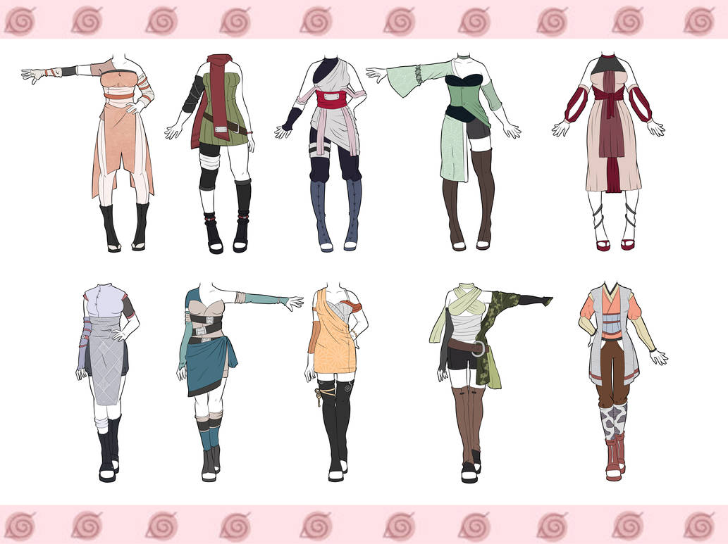 New lewd ninja ru. Наруто костюмы персонажей. Наруто одежда референс. Одежда ниндзя Наруто.
