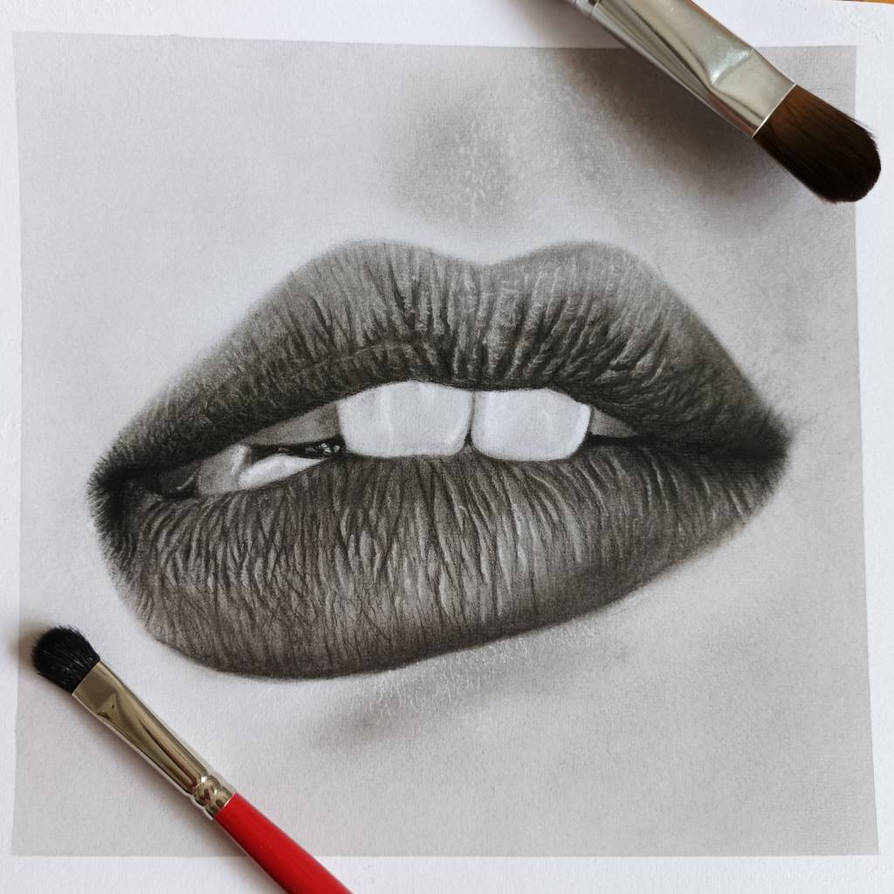 Realistic drawing of lips by Hanaarte1 on DeviantArt