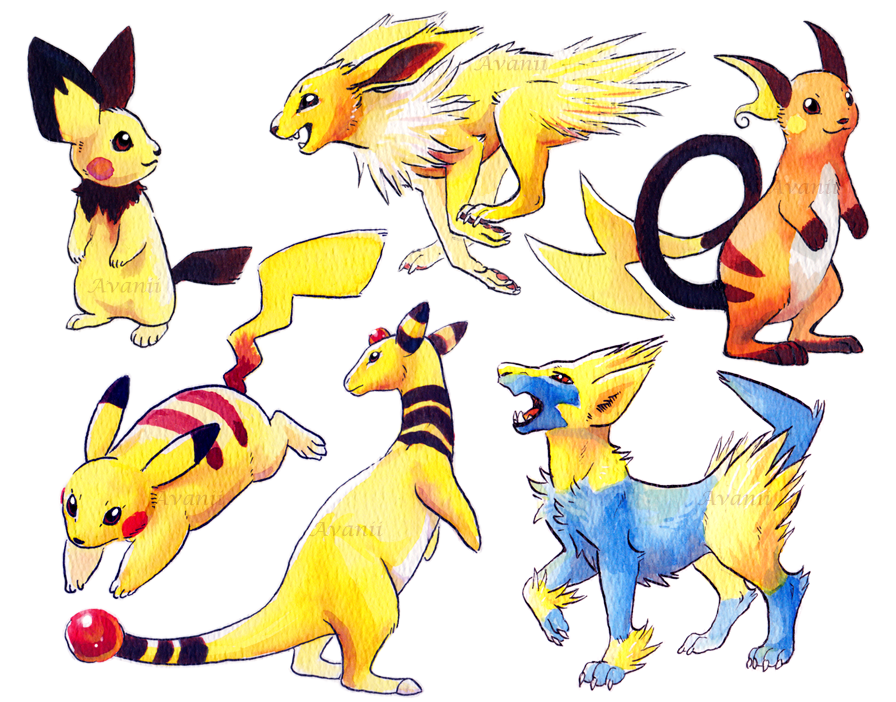 Electric Pokemon Watercolour Stickers