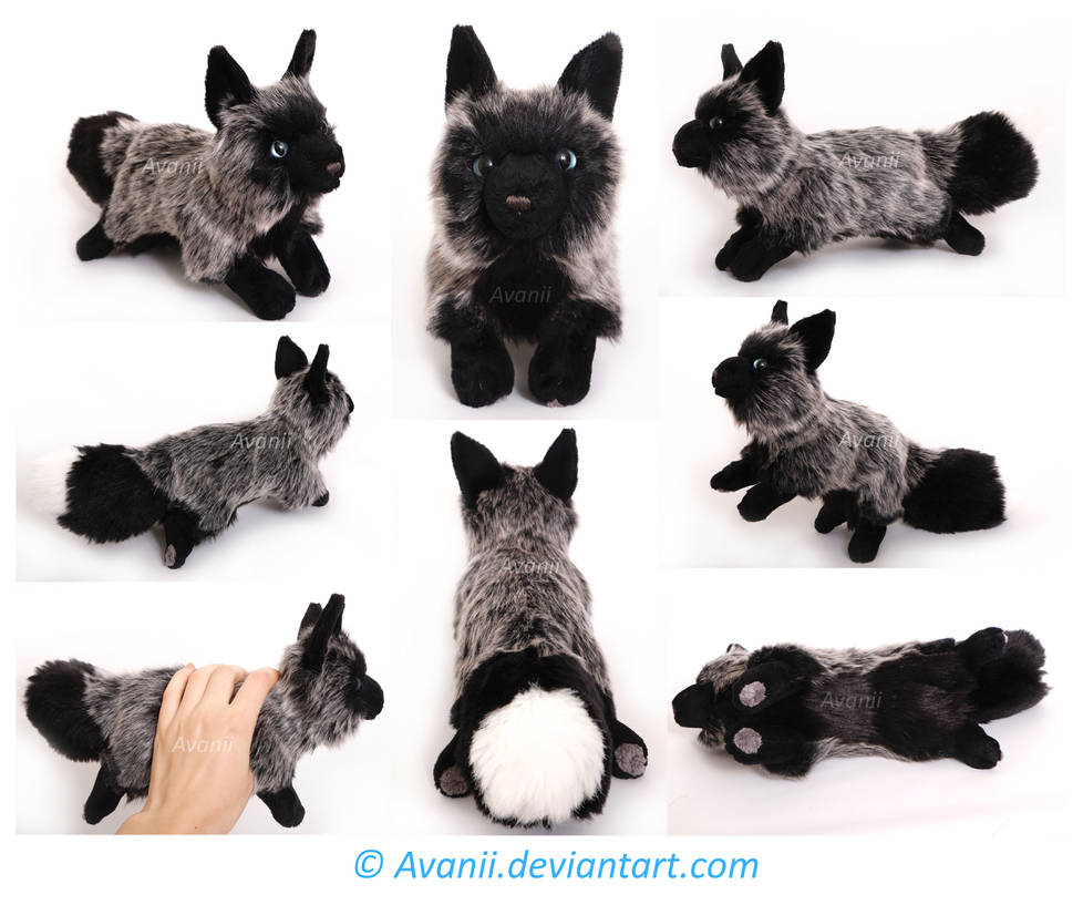 Plushie Commisison: Blue-Eyed Silverfox by Avanii