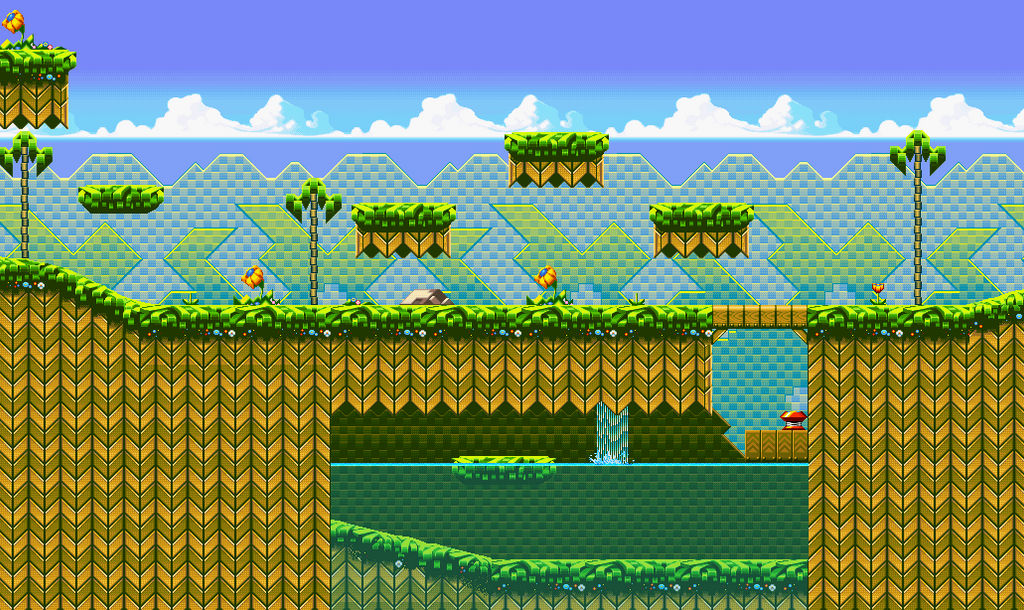 The Leaf Forest Zone - Mighty the armadillo sprites, in an Advance style