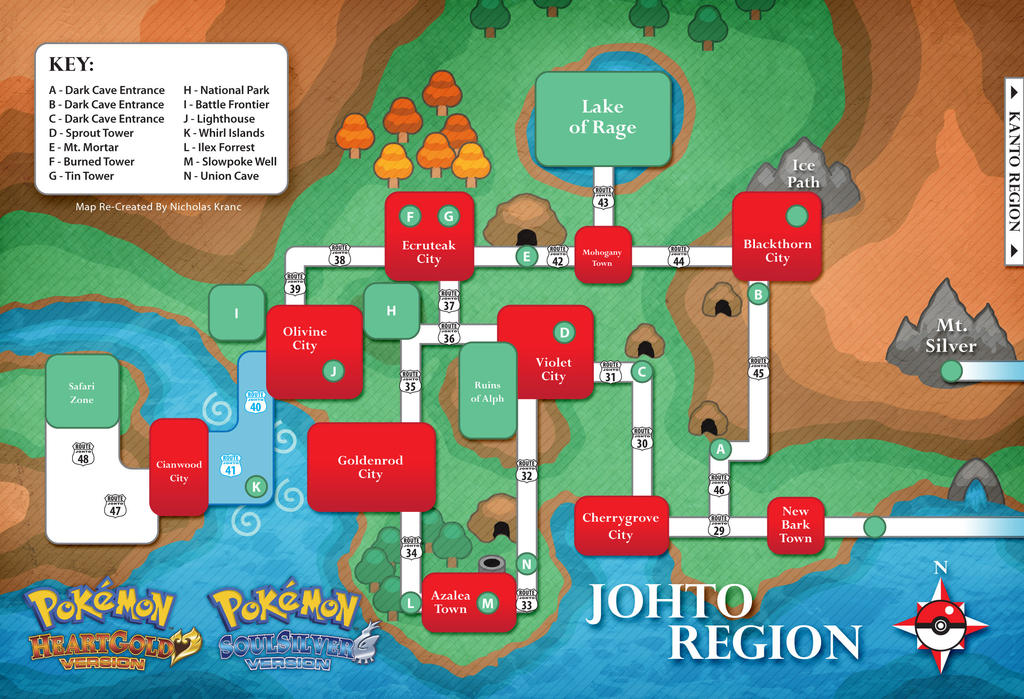 Pokemon Johto Map HGSS