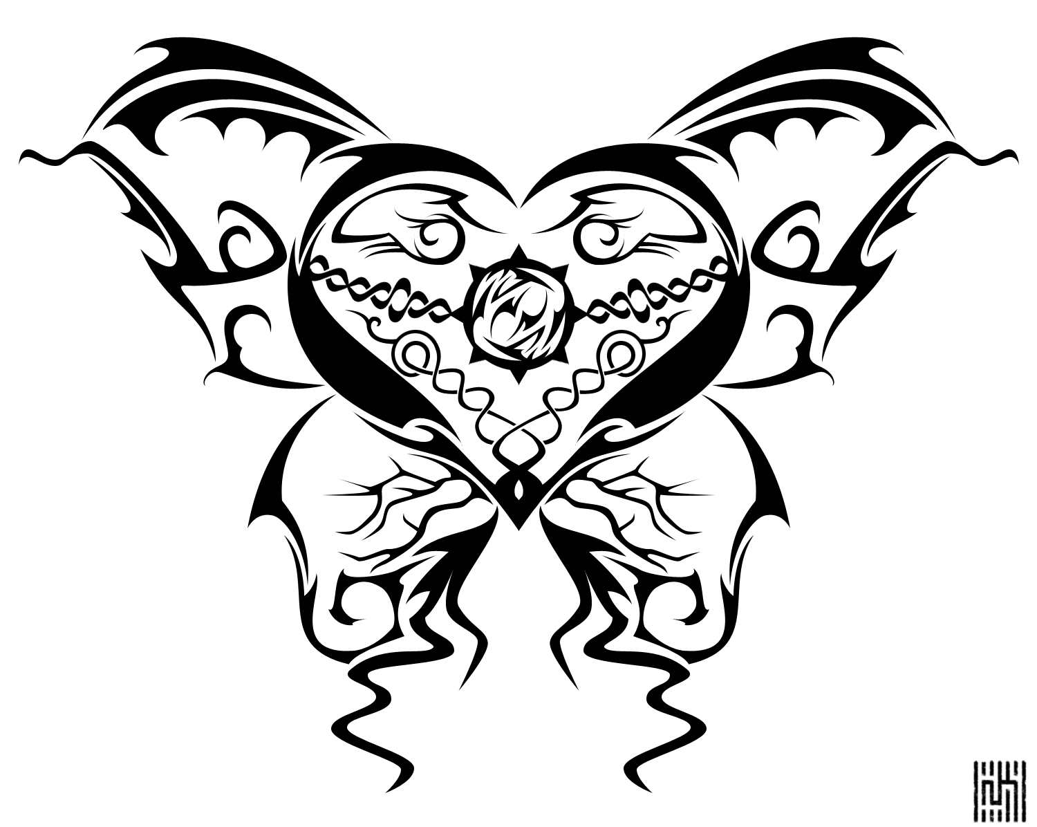 Butterfly Heart Tattoo +detail