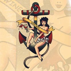 Wine Menu Illustration - Sailor Jerry Inspired