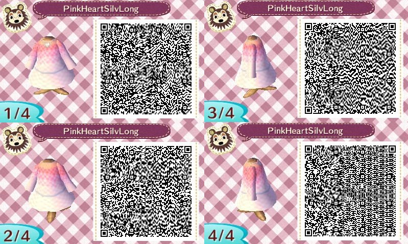 AC:NL QR Pink Heart Silver Long Sleeve Dress