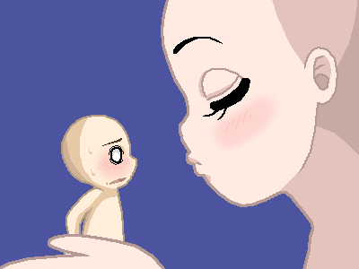 chibi couple kissing base