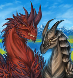 COOL dragons posing and also in love