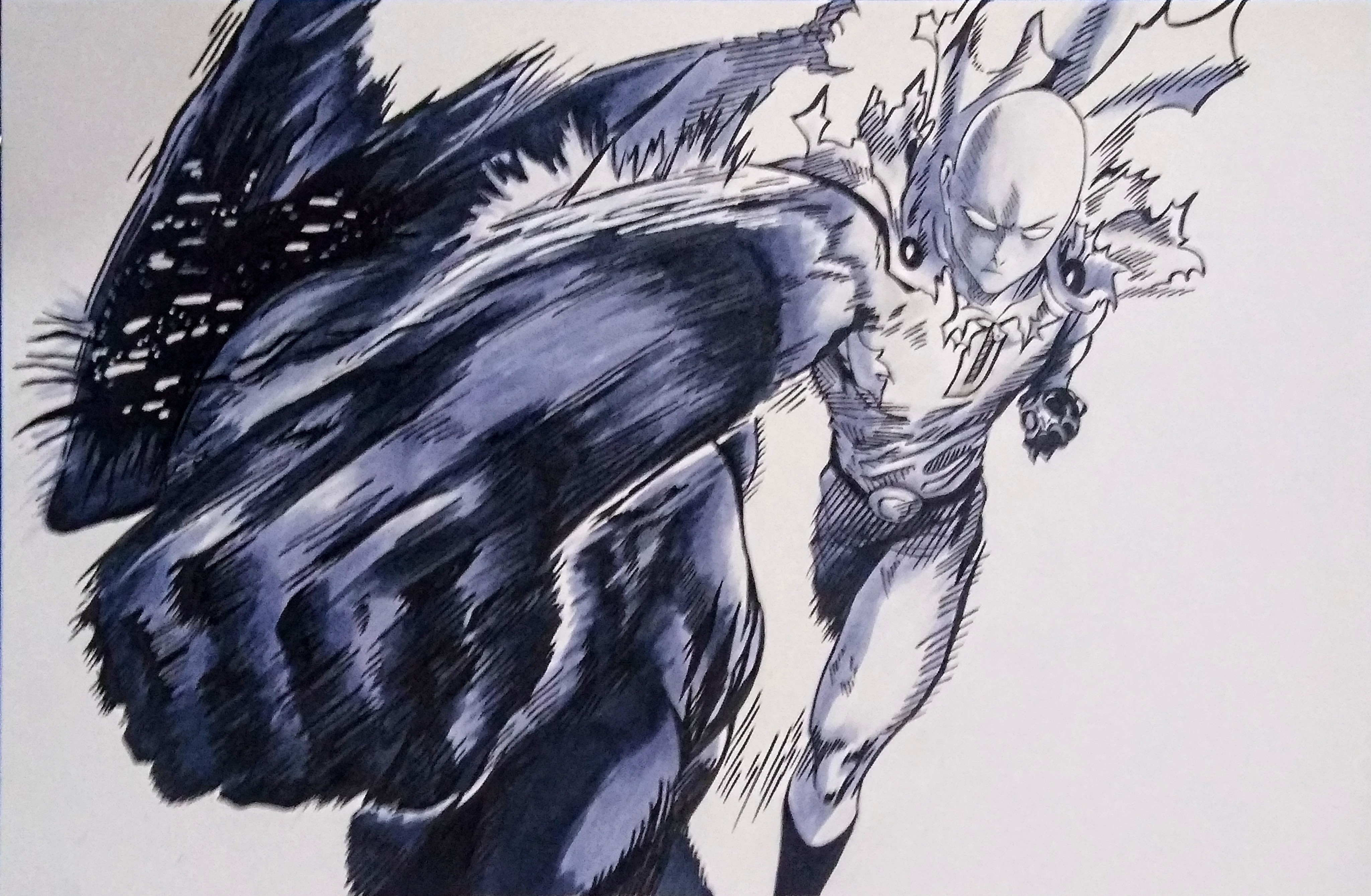 Saitama vs cosmic garou (reference used) by amoghdraws on DeviantArt